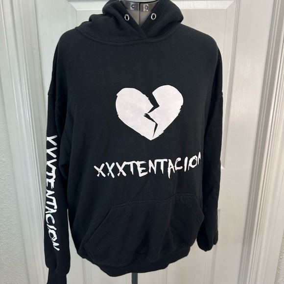 Xxxtentacion Black Hoodie With White Logos - Picture 1 of 8